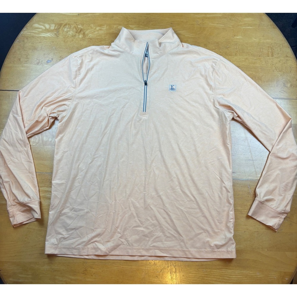 Straight Down‎ Mens XL Quarter Zip Pullover Peach Heather Golf Performance Shirt